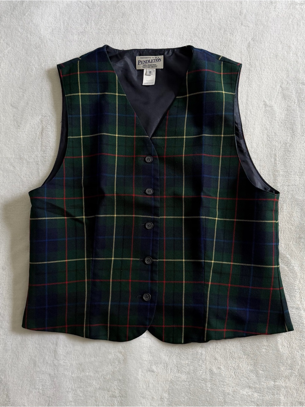 Pendleton Signature Tartan Women's Sz 12 Navy
Green Plaid 100% Wool Made In USA